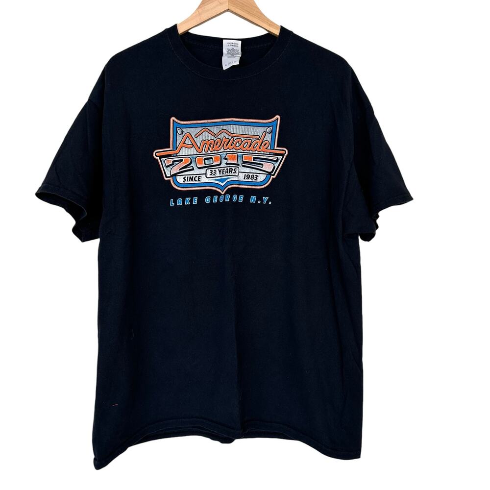 2015 Lake George Americade Motorcycle Rally Black T Shirt Sz XL